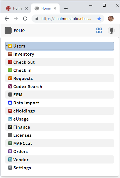 Screenshot of FOLIO apps